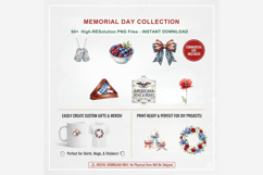Watercolor Memorial Day Clipart Bundle | Patriotic PNG Product Image 14