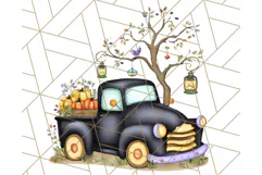Halloween Cottagecore Truck PNG Clipart, Fall Style Clip Art Product Image 5