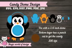 Penguin in blue headphones Candy Dome , 3d svg cut file, Product Image 4