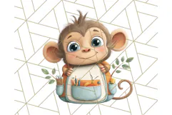 Zoo Monkeys Clipart, Cute Cartoon Jungle Monkeys PNG Product Image 5