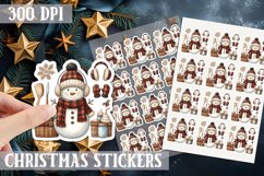 Christmas Sticker Sheet Snowman Winter Holiday Watercolor Product Image 1