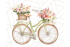 Bicycle with Flowers PNG, Pastel Spring Floral Bike Clipart Product Image 5