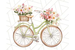 Bicycle with Flowers PNG, Pastel Spring Floral Bike Clipart Product Image 5