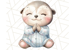 Praying Baby Animals in Pajamas Clipart, Sleepy Animal Png Product Image 5