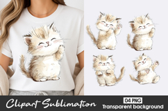 Cute Baby Kitten Watercolor Clipart Sublimation PNG Product Image 1