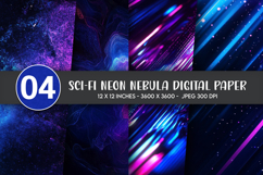 Sci-Fi Neon Nebula Digital Paper Product Image 1