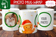 BUNDLE Christmas photo mug wrap PNG, Cute gingerbread man Product Image 12