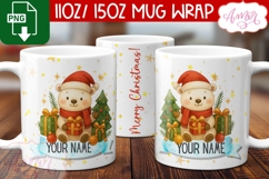 Custom Christmas mug wrap PNG, Polar bear mug PNG Product Image 1