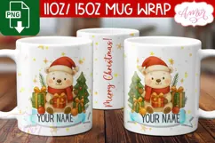 Custom Christmas mug wrap PNG, Polar bear mug PNG Product Image 1