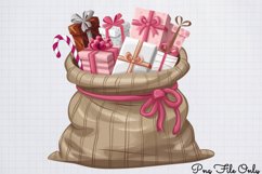 Cute Pink Christmas Watercolor Clipart Bundle PNG Product Image 1