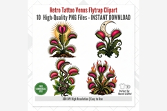Retro Tattoo Venus Flytrap Clipart PNG, Traditional Tattoo Product Image 8