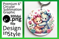 Sophisticated Circle PNG Keychain Artwork , Valentine Bear Product Image 1