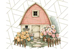 Vintage Cottagecore Barn PNG Clipart, Farmhouse Style Product Image 5