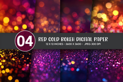 Red Gold Bokeh Digital Paper Product Image 1
