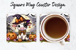 Halloween Cow Mug coaster | Coaster | Sublimation Design Product Image 1