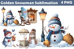 Golden Snowman Sublimation Clipart Bundle PNG Product Image 4