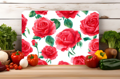 Watercolor Red Rose Flower Cutting Board | Cutting Board png Product Image 2