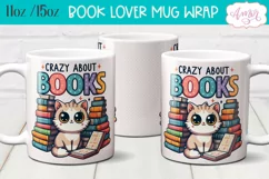 Crazy about books mug wrap sublimation PNG | Book lover mug Product Image 2