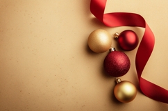 Red Glitter Christmas Balls Background, Holiday Background Product Image 1