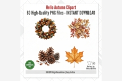 Hello Autumn Watercolor Clipart Bundle, Fall Pumpkin Leaves Product Image 10