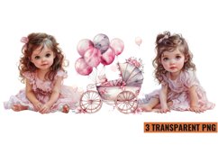 Watercolor Pink Baby Shower Clipart , PNG Product Image 1