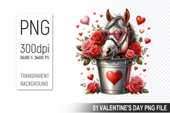 Valentine&#039;s Horse in Bucket, Animal Graphic For Crafts Product Image 1