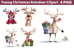 Funny Christmas Reindeer Clipart PNG Product Image 1