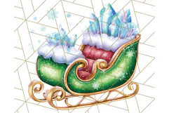 Santa Sleigh Ride Clipart PNG, Flying Reindeer Christmas Art Product Image 5
