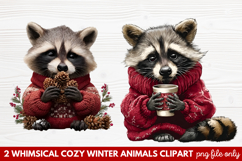 Whimsical Cozy Winter Animals Clipart | Cute Snowy Forest Product Image 1