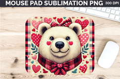 Watercolor Bear Mouse Pad Sublimation - Valentines PNG Product Image 1