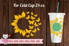 Sunflower Butterfly svg for Full Wrap Venti Cold Cup 24 oz Product Image 1