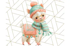 Coral and Aqua Christmas Clipart PNG, Pastel Holiday Art Product Image 5