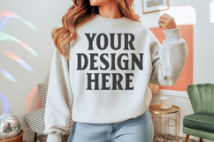 Ash Gildan 18000 Crewnwck Sweatshirt Mockup, gildan 18000 Product Image 1