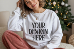 White Gildan 18000 Sweatshirt mockup Product Image 1