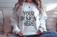 Gildan 18000 White Sweatshirt mockup Product Image 1