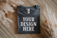 Gildan 64000 Charcoal Folded T-Shirt Mockup | Flat Lay Unise Product Image 1