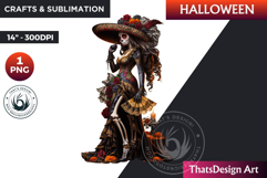 La catrina Halloween Character Clipart,Halloween clipart PNG Product Image 1