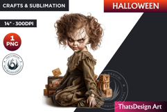 Evil doll Halloween Character Clipart, Halloween clipart PNG Product Image 1