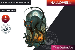 Black Cat Halloween Character Clipart,Halloween clipart PNG Product Image 1