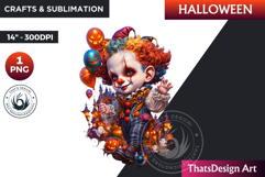 Evil clown Halloween Character Clipart,Halloween PNG Product Image 1