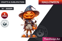 Pumpkin head Halloween Character Clipart,Halloween PNG Product Image 1