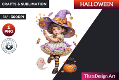 Cute witch Halloween Character Clipart,Halloween PNG Product Image 1