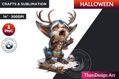 Cute wendigo Halloween Character Clipart,Halloween PNG Product Image 1