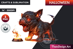 Hellhound Halloween Character Clipart, Halloween clipart PNG Product Image 1