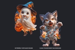 Spooky Halloween Characters Clipart, Halloween clipart PNG Product Image 3