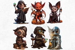 Spooky Halloween Characters Clipart, Halloween clipart PNG Product Image 6