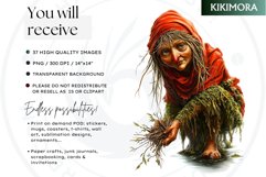 Slavic clipart set, Eastern European mythology, baba yaga Product Image 2