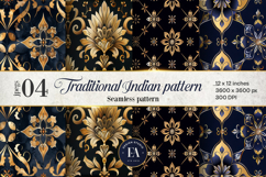 Indian Floral Mandala Pattern Digital paper | Traditional Product Image 1