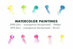 Watercolor JellyFish Illustration Clip Art in PNG & EPS Product Image 2