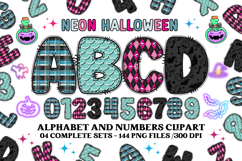Neon Halloween Alphabet png clipart,halloween letters doodl Product Image 1